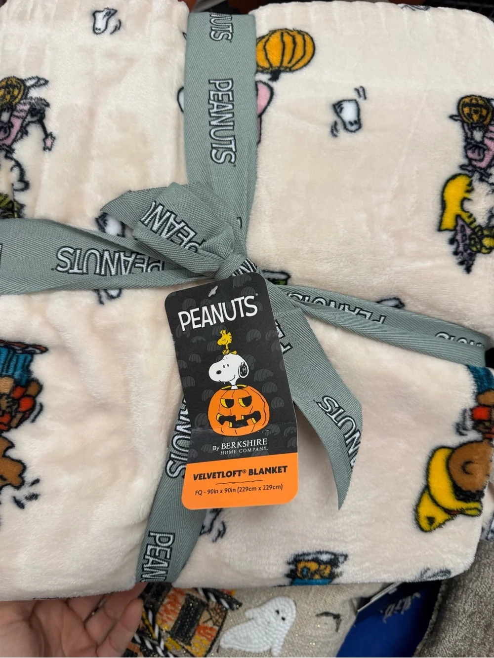 Peanuts Snoopy Halloween Velvetloft Blanket - Cream with Multi Characters